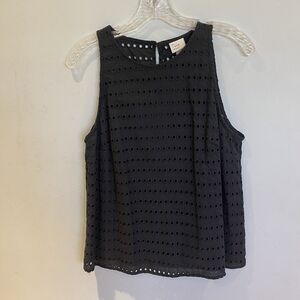 A New Day Black Eyelet Sleeveless Ladies Shirt Medium